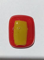 Кабошон скляний прямокутний, червоний з жовтим, 23*27 мм/Кабошон стеклянный прямоугольный желто-красный