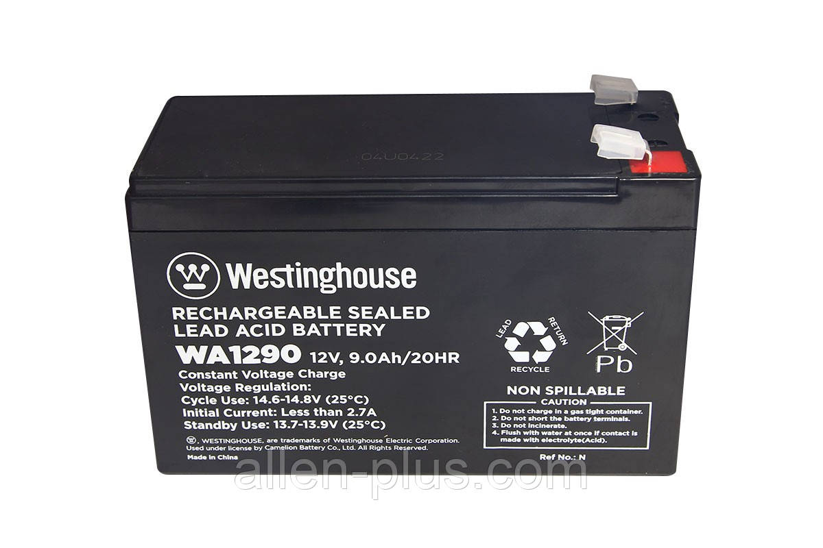 Акумулятор олив'яно-кислотний Westinghouse WA1290, 12V/9.0A