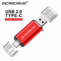 Флешка MicroDrive 64 GB TYPE-C 2.0 OTG USB Flash Drive флеш-накопитель. 64 ГБ TYPE-C Красный