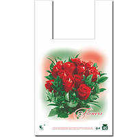 Пакет майка поліетиленова 34*58 "Троянди" (5 кольорів) Комсерв (100 шт)