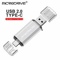 Флешка MicroDrive 64 GB TYPE-C 2.0 OTG USB Flash Drive флеш-накопитель. 64 ГБ TYPE-C Белый