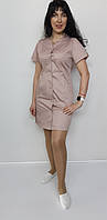 Халат женский медицинский Милан пуговицы 46 размер коттон короткий рукав
