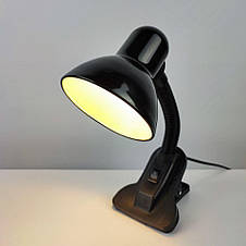 Настільна чорна лампа на прищіпці Е27 28х12х18 см, фото 2