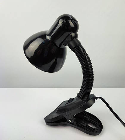 Настільна чорна лампа на прищіпці Е27 28х12х18 см, фото 1