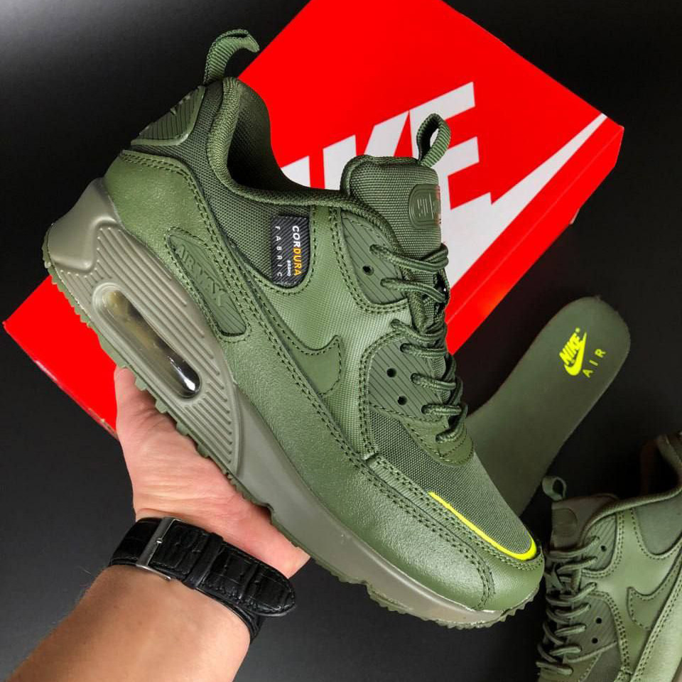 Чоловічі кросівки Nike Air Max 90 Surplus шкіряні сіточка стильні повсякденні темно-зелені