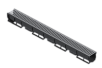 Лоток водоотводной пластиковый Easy 1 DN70 H90 с решеткой стальной оцинкованной щелевой А15