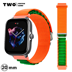 Ремінець для Xiaomi Amazfit GTS 3 нейлоновий Помаранчевий з салатовим