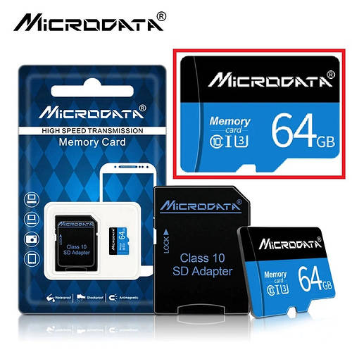 Карта памяти Microdrive 64GB microSD с картридером Class 10 + SD ...