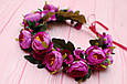Вінок для волосся / віночок на голову з піонами у кольорі фуксія 702, фото 3
