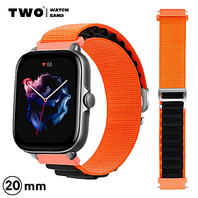 Ремінець для Xiaomi Amazfit GTS 3 нейлоновий Помаранчевий з чорним