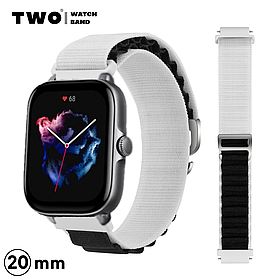 Ремінець для Xiaomi Amazfit GTS 3 нейлоновий Білий з чорним
