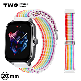 Ремінець для Xiaomi Amazfit GTS 3 нейлоновий Веселка білий