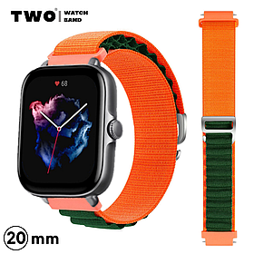Ремінець для Xiaomi Amazfit GTS 3 нейлоновий Помаранчевий з зеленим