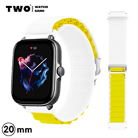 Ремінець для Xiaomi Amazfit GTS 3 нейлоновий Білий з жовтим