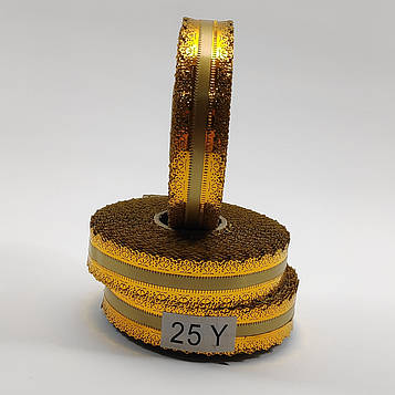 Стрічка ритуальна, траурна, колір золотий, окантовка ЗОЛОТО - 2 см