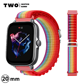 Ремінець для Xiaomi Amazfit GTS 3 нейлоновий Веселка червоний