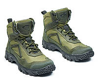 Ботинки тактические зеленые берцы летние олива ботинки летние крепкие ботинки с тканевой вставкой