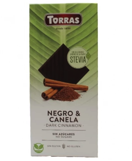 Шоколад гіркий Torras Stevia Negro Canela, з корицею без цукру 125 г