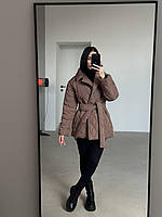 Демисезонное стеганное пальто черный, мокко, электрик стеганная плащевка Канада | размер: 42-44, 46-48