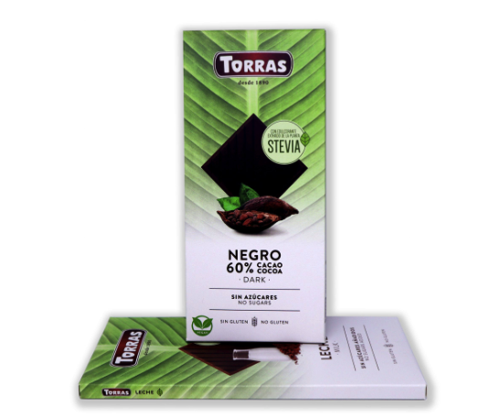 Шоколад гіркий Torras Stevia Negro, без цукру 100 г