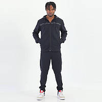 Мужской спортивный костюм Lacoste (кофта с капюшоном + штаны), материал хлопок, цвет серый Черный, M