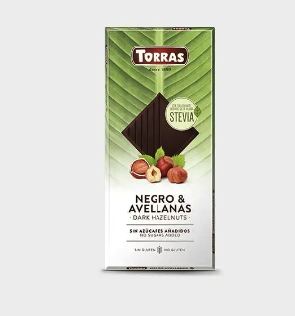 Шоколад темний Torras Stevia Negro Avellanas, з фундуком без цукру 125 г