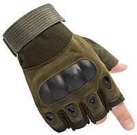 Перчатки тактические без пальцев олива армейские короткопалые перчатки летние военные перчатки безпалые