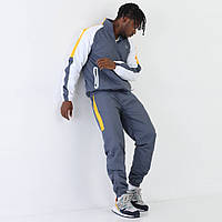 Мужской спортивный костюм Lacoste (кофта + штаны), легкий материал полиэстер, цвет серый, размер M