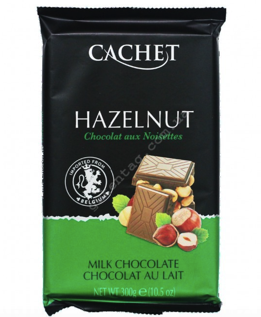 Молочний шоколад Cachet «Hazelnut» з цілим фундуком, 300 г, фото 1