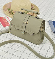 Маленькая женская сумочка клатч серая, мини сумка через плечо из эко кожи FM Зеленый