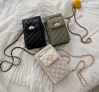 Женская мини сумочка клатч с цепочкой стеганная, маленькая сумка для девушек, модный женский кошелек-клатч FM