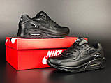Чоловічі кросівки Nike Air Max 90 шкіряні повсякденні демісезонні чорні, фото 4