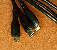 Кабель для PowerBank 3 в 1 Micro-USB , Lighting , Type-C 2.4A. 1M.
