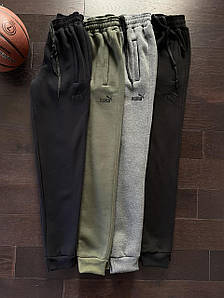 Чоловічі спортивні штани зимові в стилі Puma з начосом Чорний, S