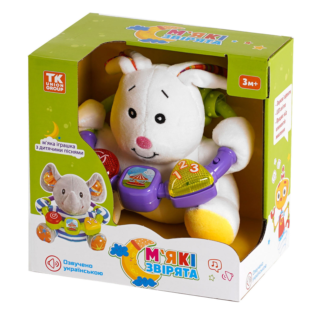 М'яка іграшка інтерактивна «Зайка» TK Group, укр озвучка, пісні, світлові та звукові ефекти, 18*19*12, (99100), фото 1