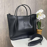 Качественная классическая женская сумка Зара черная, большая женская сумочка эко кожа Турция FM