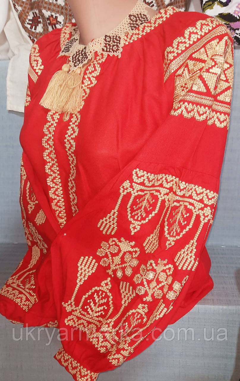 Вишита жіноча сорочка "Королівська" - червоно-золота!