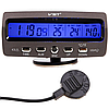 Автогодинник VST-7045V 12 В температура вольтметр календар 2 датчики температури будильник сірий, фото 10