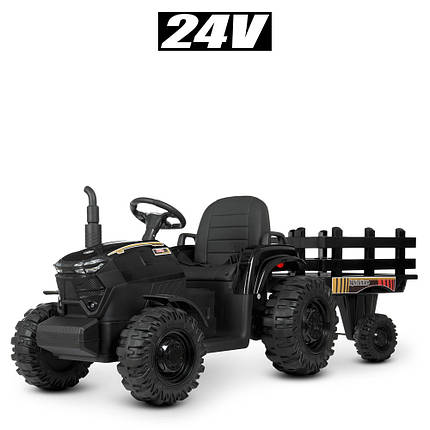Дитячий електромобіль трактор Bambi М 4623EBLR-2 (24V) акумуляторний з пультом і причепом 2 мотори 200W MP3, фото 1