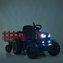 Дитячий електромобіль трактор Bambi М 4623EBLR-2 (24V) акумуляторний з пультом і причепом 2 мотори 200W MP3, фото 5