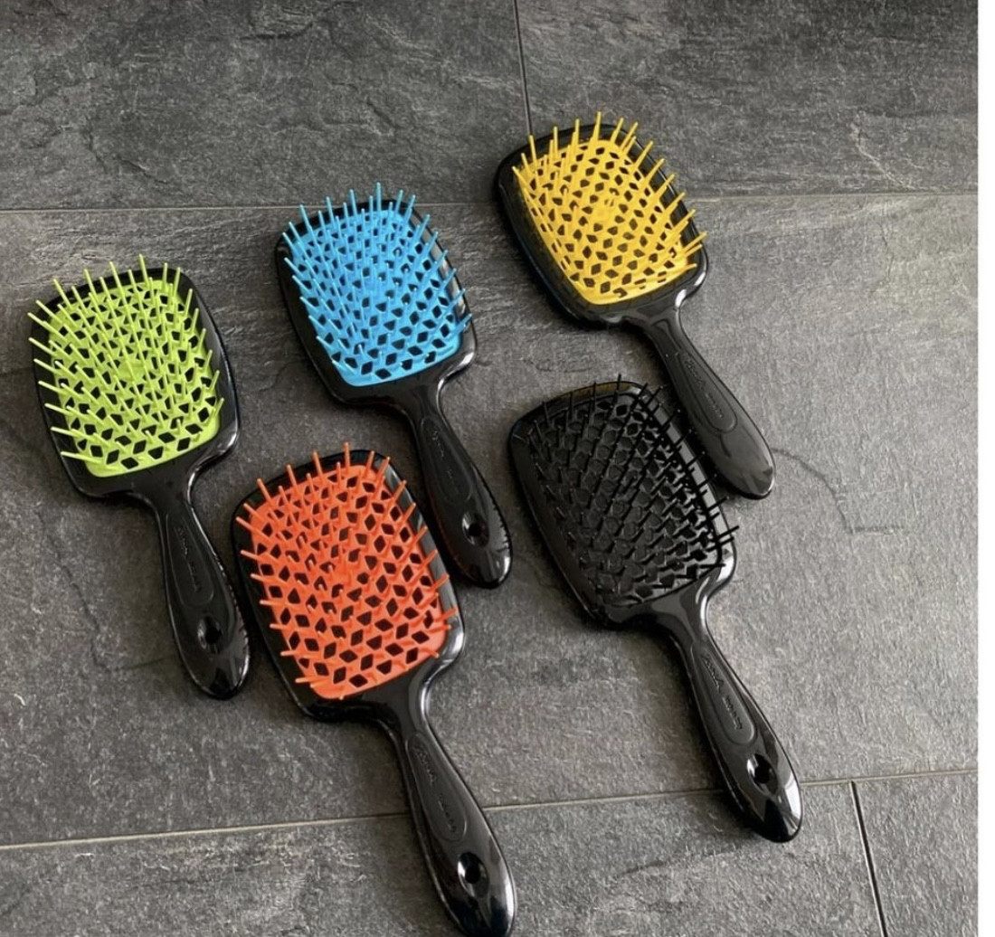 Гребінець для волосся Janeke 1830 Superbrush, чорний з жовтогарячим