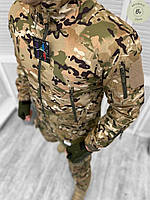 Весенняя тактическая куртка софтшел мультикам Esdy с капюшоном / Демисезонная армейская курточка (арт. 13630)