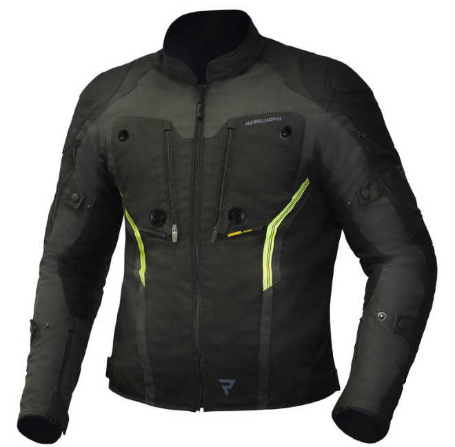 МОТОКУРТКА ТЕКСТИЛЬНА REBELHORN BORG BLACK/DARK G/F YELLOW