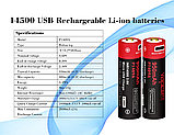 Акумулятор Vapcell P1409A 14500 950mah  (захист + Micro-USB зарядка), фото 7