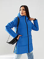 Куртка жіноча тепла непромокаюча легка електрік яскраво синього кольору електрик