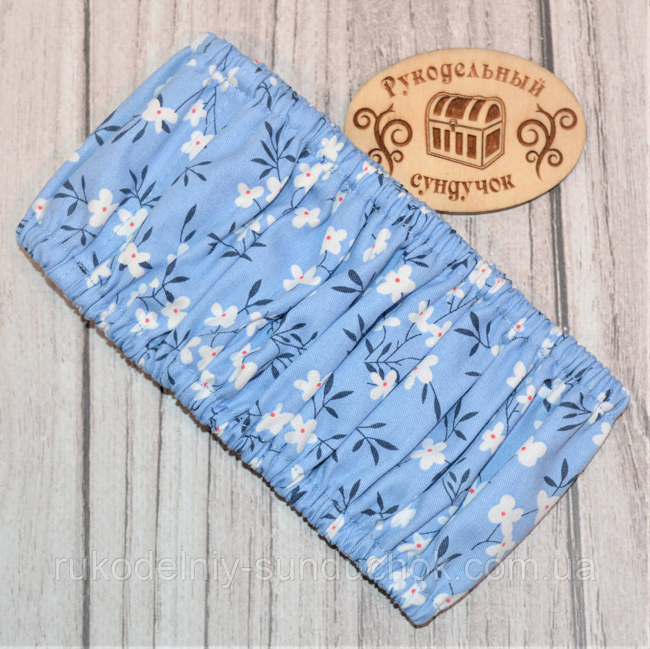 Чохол для квадратних п'ялець Nurge №4 (250*280 мм) Білі квіточки на блакитному, фото 1
