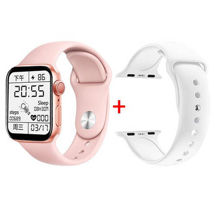 Розумний годинник Smart Watch 6 Z32 PRO 44 mm алюміній тонометр крокомір оксиметр 2 ремінці білий рожевий, фото 1