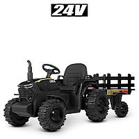 Дитячий електромобіль трактор Bambi М 4623EBLR-2 (24V) акумуляторний з пультом і причепом 2 мотори 200W MP3