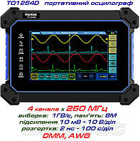 Hantek TO1254D портативний осцилограф 4 х 250МГц, вибірка: 1 ГВ/с, пам'ять: 8Мб, дисплей: 7'' TFT, +AWG, +DMM