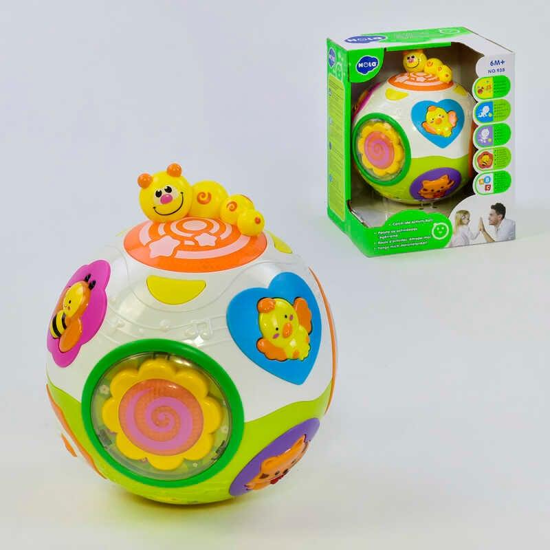Розвиваюча іграшка Весела куля 938 (12/2) "Hola", обертається, світлові та звукові ефекти, англ. озвучування, в коробці [Склад